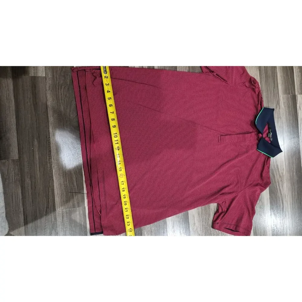 RLX Ralph Lauren Performance Golf Men’s XL Polo Shirt Red/navy Blue Striped
